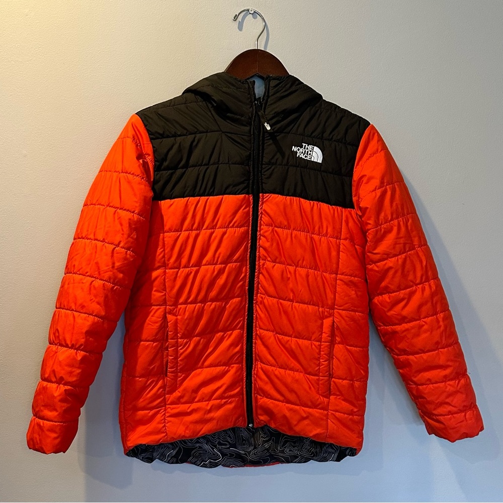 The North Face Boys' Reversible North Down Hooded Jacket - Orange and Black